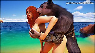 Werewolf And Elf Fucks On The Beach