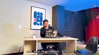 Beautiful Brunette with a Perfect Ass Rides Her Boss's Huge Cock!