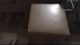 Brunette wife with big boobs gives blowjob