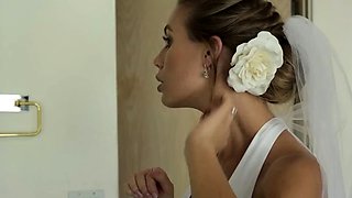 Sexy blonde bride Nicole Aniston fucking