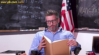 Hairy wild 21yo slut fucked in college by nasty teacher