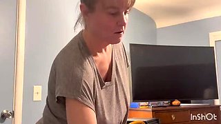 Sweet Marie Mature MILF Shows Ass and Sucks Dick for Cum in Mouth Swallow