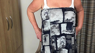 Mrs Mature Feet showing off her Boots and Big Granny Pants