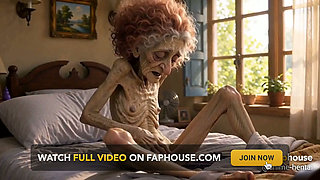 Very Old Widow Masturbates Her Wrinkled Pussy Alone and Craves a Huge Cock