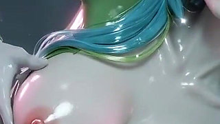 Oiled Gardevoir Sensually Touching Her Big Tits