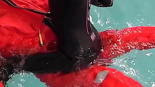 Human Life Raft - Inflated Suit Slave Pool Domination