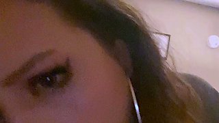 Tan stud gives a POV blowjob to his big cock