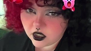 BBW Goth Girlfriend Fucks Hairy Creamy Pussy With HUGE