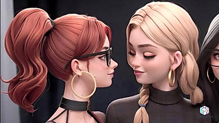 Three hot students are relaxing in an adult way (AI generated)