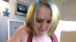 Red Satin Gloves Big Tits Titjob