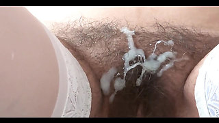My Stepson's First Time Cumming in My Hairy Pussy - Filled with Milk & Cream