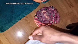 Stepdad Catches Petite Latina Stepdaughter on Couch - Huge Cumshot Handjob POV