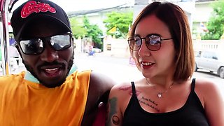 Busty Thai MILF picked up for a dirty interracial threesome