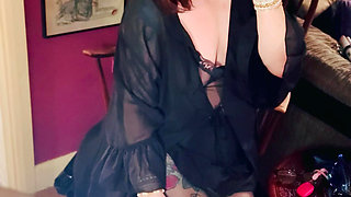 Nylon Clad Mature Tina Snua Smoking A Cigarette For You - Smoker Pantyhose Sheer High Heels