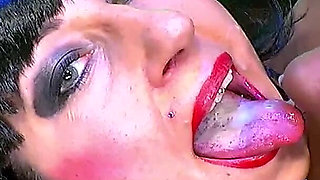 Nasty Bukkake Slut Swallows Multiple Loads and Takes Facials