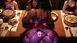 Women Watch & Cheer As Their Sister Get FUCKED AT THANKSGIVING DINNER in Spicy Toons: Thanksgiving