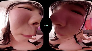 Japanese Blonde Teen's Striptease Ignites Wild VR Passion