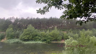 Teen Shows Tits and Asshole During a Storm in the Forest