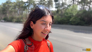 Public Blowjob in the Bushes with Stranger and Crazy Cumwalk Covered in Cum