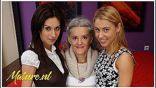 Nikky Thorne And Tattooed Teen In Naughty Grandma Having Fun With Her 2 Stepdaughters