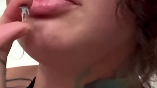 Hairy Giantess in a Bikini Sneezes on the Tiny Man.