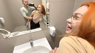 Public Toilet Fuck with Hot Redhead Stranger - Deep Throat BJ & Doggy Style Sex