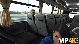 Vip4k. pretty big boobed woman is fucking in the bus