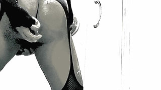 Sexy ass black sissy soapy show solo with cum shot