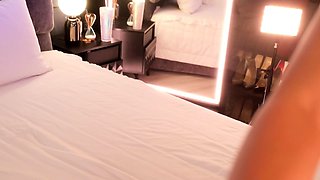 Big tit asian girlfriend screwing sex toy with erect nipples