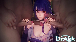 Raiden Shogun Gets Gangbanged and Creampied Triple Blowjob with Cumshot 3D Genshin Animation Sex