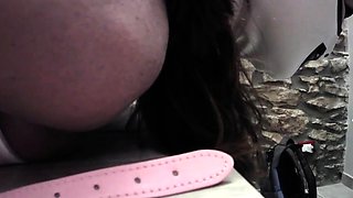 Bound and gagged MILF in pantyhose gets a rough mouth fuck