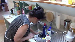 Mature Brunette MILF Gets Pounded Hard on Kitchen Counter