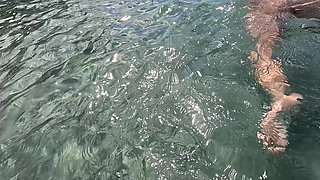 Naked MILF Swimming with Anal Plug Underwater