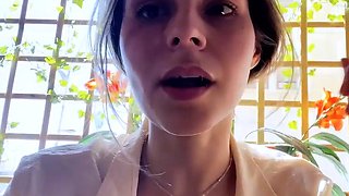 Amateur black-haired plays with toys solo