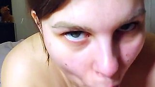 Hot Wife Gives Bedtime Blowjob and Swallows Cum
