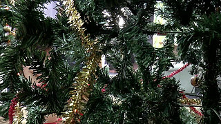 Christmas Orgy Blonde Rides Fat Monster Cock, DP-blowbang with 3 Horny Sluts!