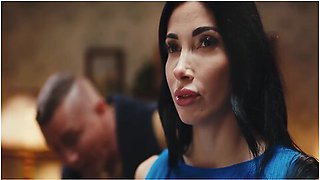 Clea Gaultier And Steve Q - French Brunette With Fake Enhanced Huge Boobs Gets Her Nipples Sucked While Frozen In Time