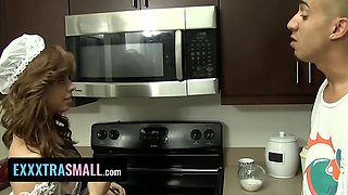 Exxxtra small - short teenage with perfect figure unloaded massive nuts and cleaned it up with her throat