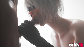 2b Nier Automata - Lollipop Pussy Rub & Big Dick Cumshot - Rule34 3D Animation