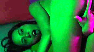 Night Neon Fingering on the Bed