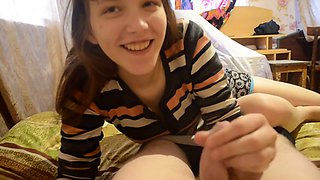 Brunette blowjob, sucking cock, oral sex