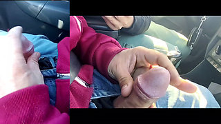 Public handjob almost caught, he likes to film me and watch me cum!