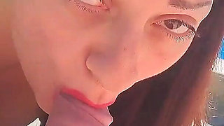 Big Dick Blowjob by the Pool. Amateur Cum in Mouth POV