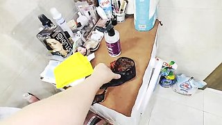 Sexy Russian MILF in Black Stockings Gives Blowjob and Gets Fucked in Hairy Pussy