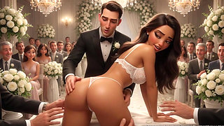Cuckold Husband Lets All Guests Touch His Bride on All Fours at Wedding Reception (ai Generated)