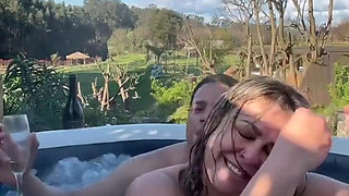 Outdoor Sex with a Hot Blonde MILF in a Hot Tub - Jacuzzi