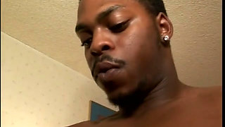 Thick ebony beauty gets shaved pussy fucked by a muscular black stud