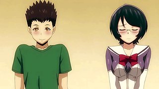 Hot nerdy girl in a swimsuit gets fucked doggystyle by her boyfriend who thrusts his cock in her tight ass - hentai