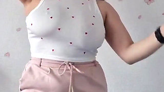 Try on Shiny Green Micro Bikini Beach Walk on Treadmill with Countdown