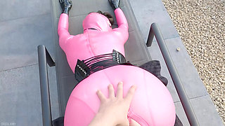 Cristal Kinky Pink Rubber Doll Getting Fucked Outdoors POV